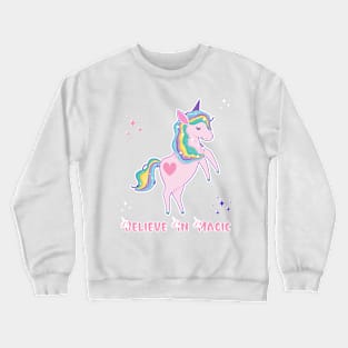 Believe In magic Unicorn, Stars, Heart Crewneck Sweatshirt